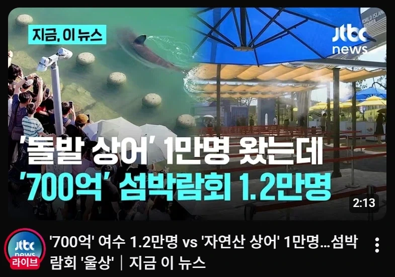 Q : 부산 상어 관람객이 여수 섬 박람회 보다 많다는게 사실?