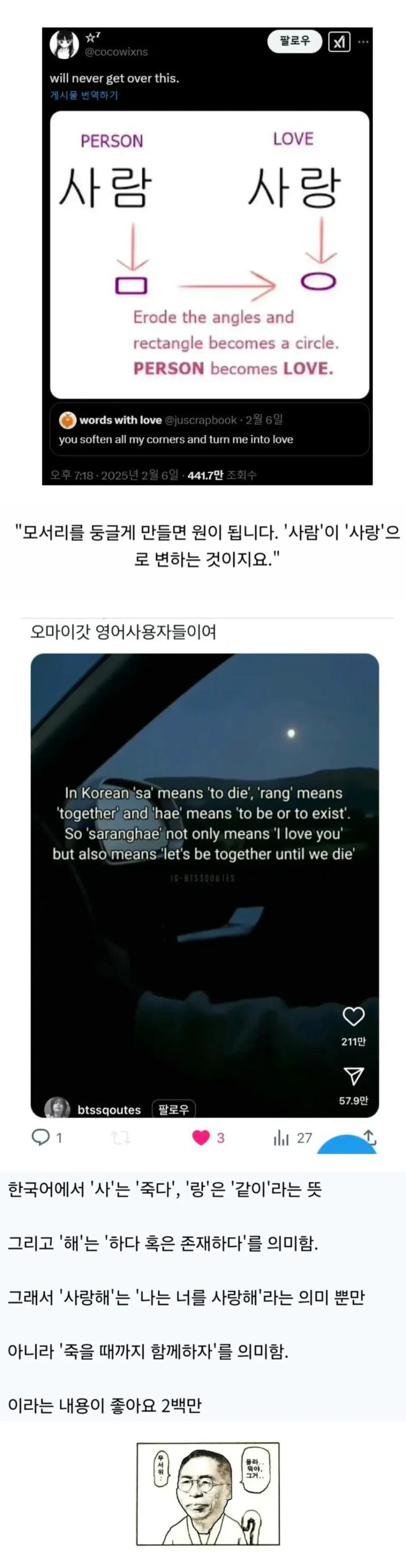 외국에서 440만 조회가 된 한국어 풀이