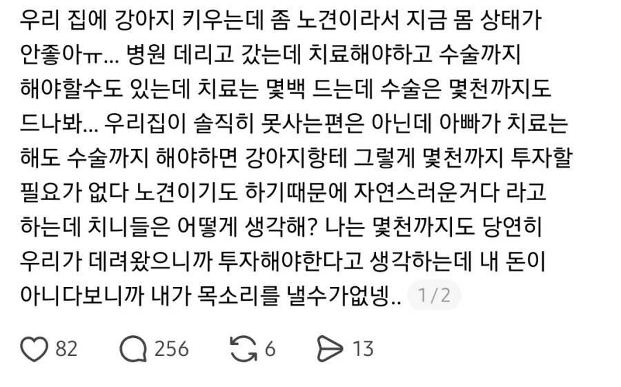 노견 수천만원드는 수술은 안시킨다는 아버지.jpg