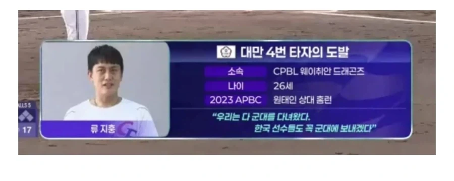 대만 4번 타자의 도발