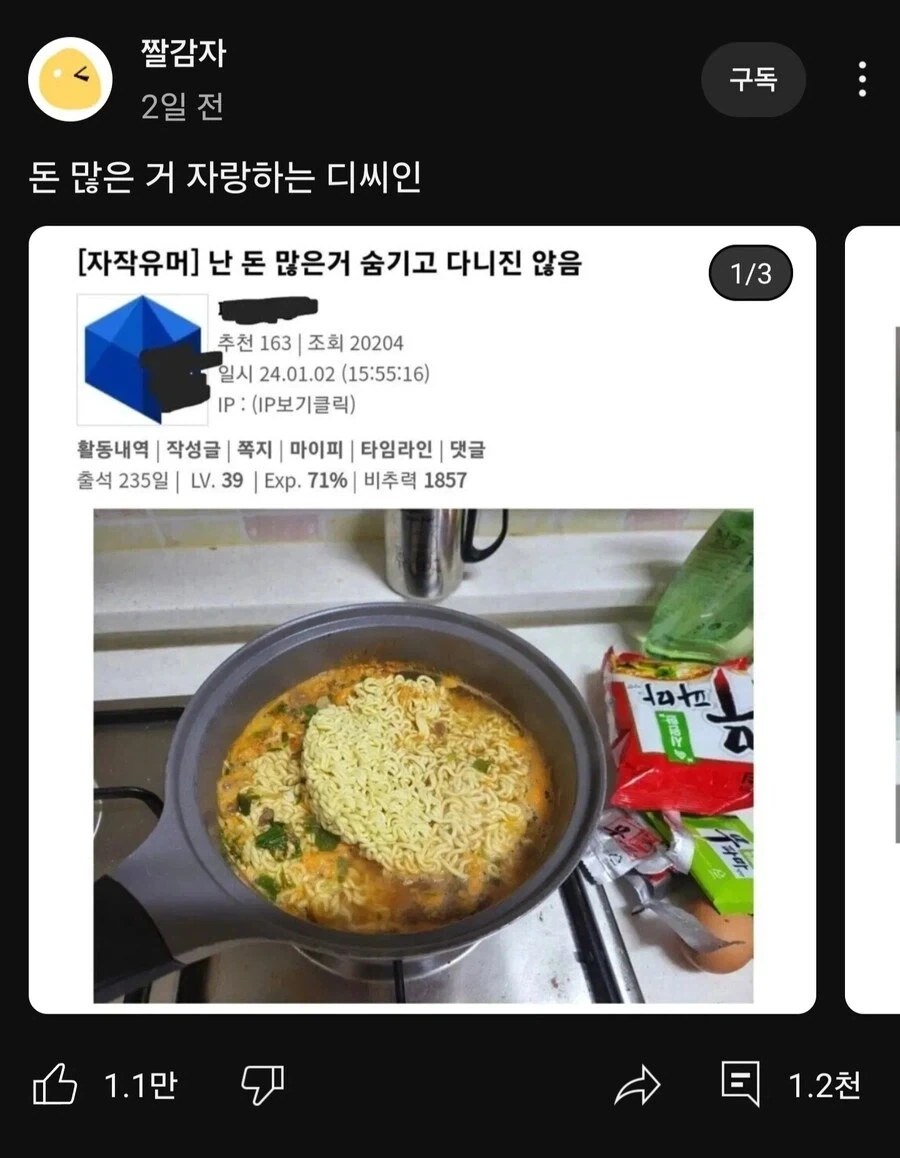 돈 많은 거 자랑하는 디씨인