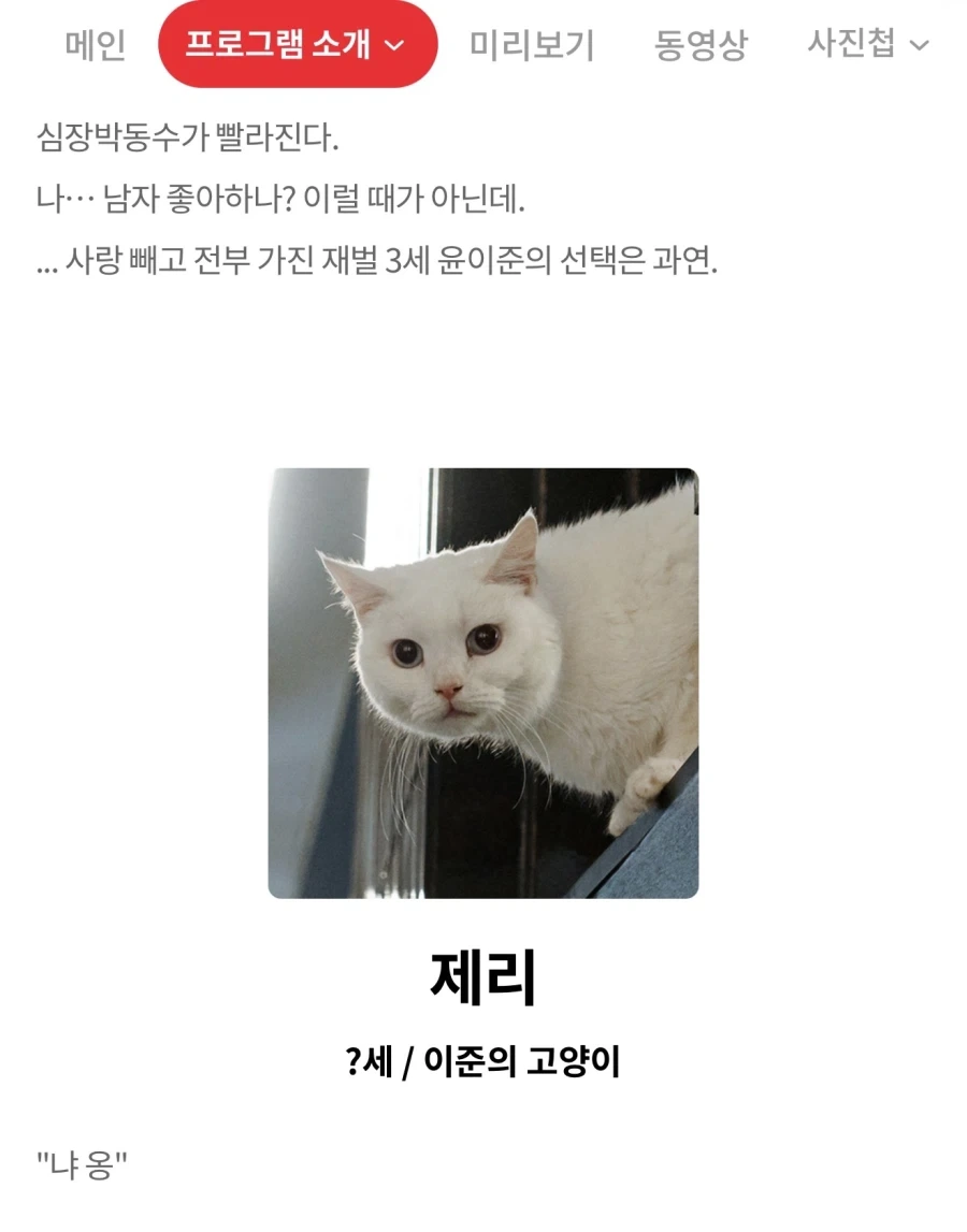 어느 드라마의 인물소개