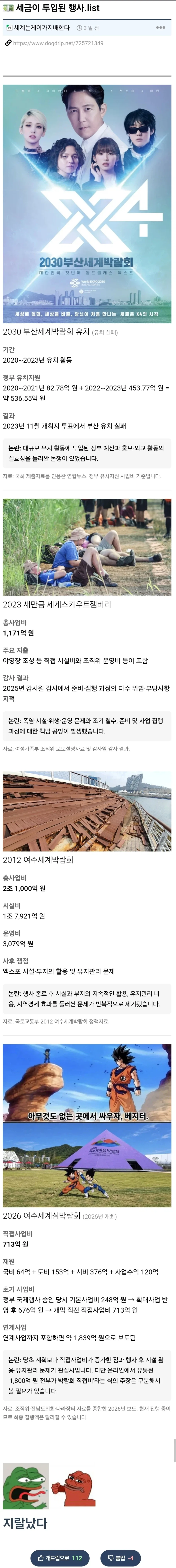 세금이 투입된 행사.list