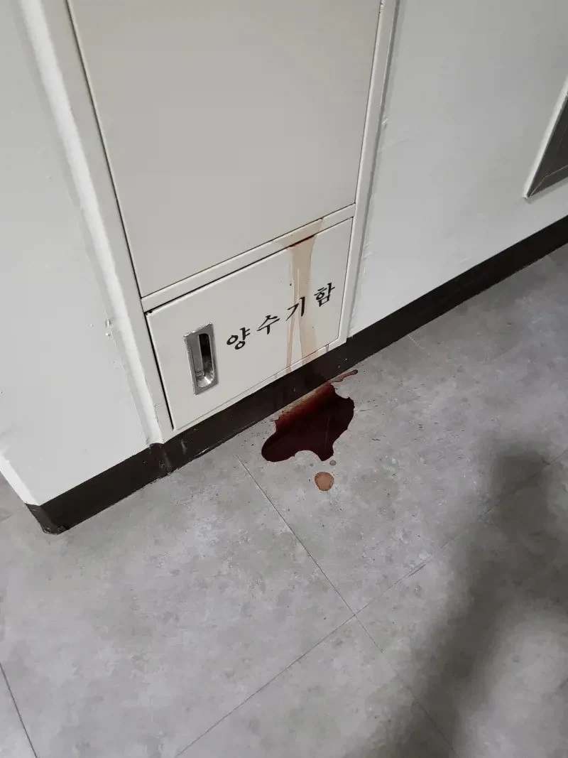추석 명절 양수기함에서 흘러내리는 핏물.jpg