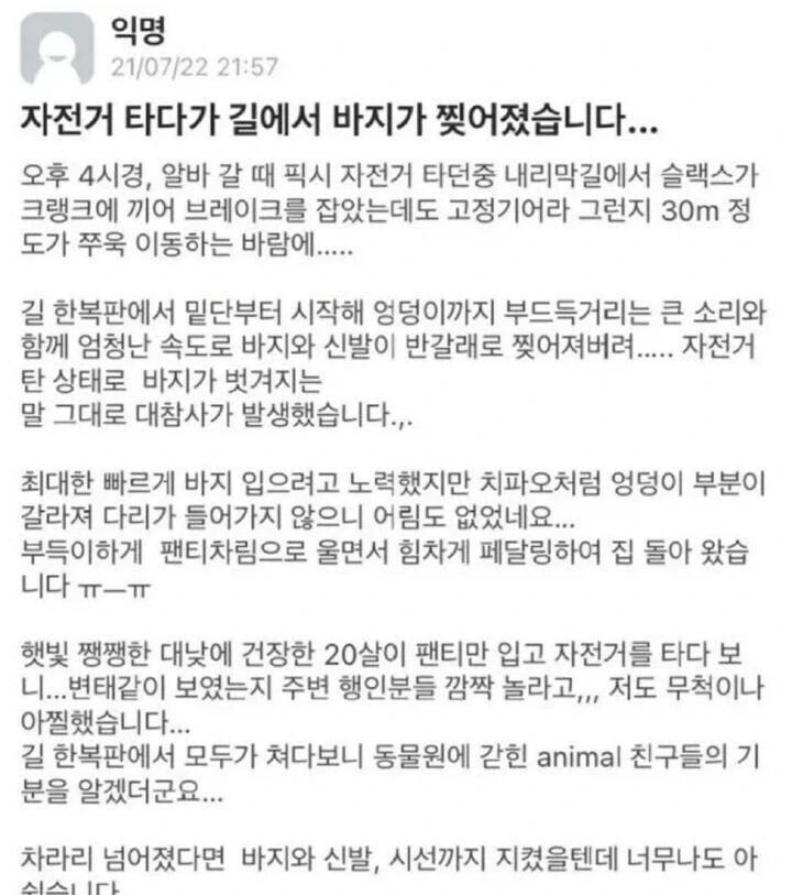 자전거 타다가 바지가 찢어졌습니다….jpg - 이미지 2