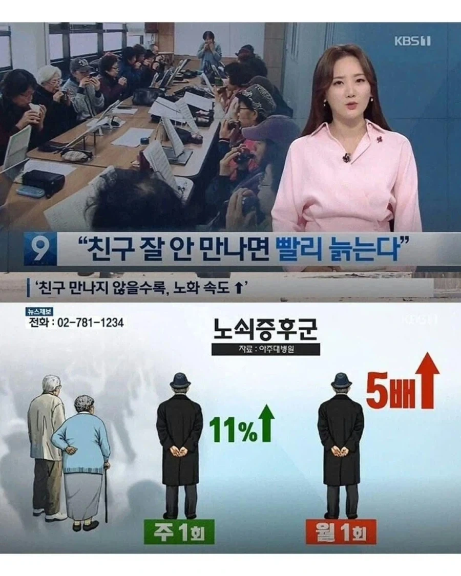 친구 잘 안 만나면 노쇠