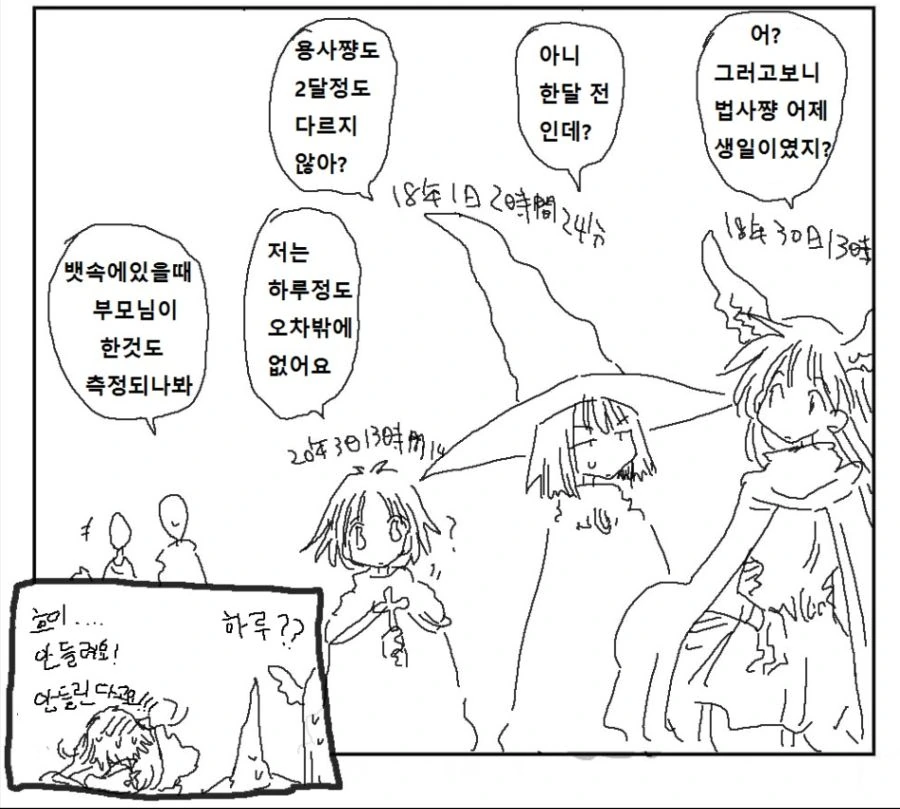 머리위에 시간이 보이는 마을 만화 - 이미지 2