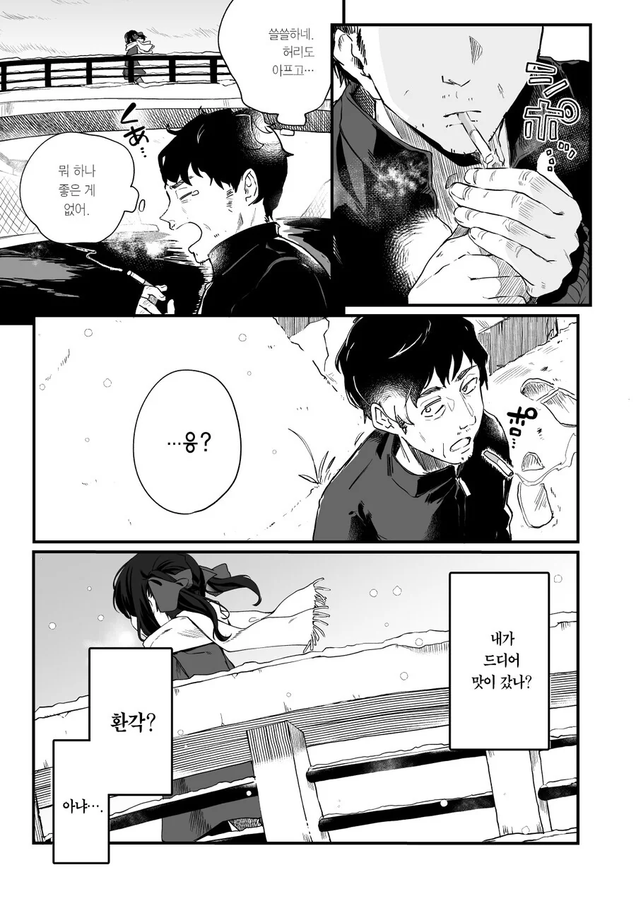눈쓸던 중년이 어린 소녀를 누나라 부른 만화