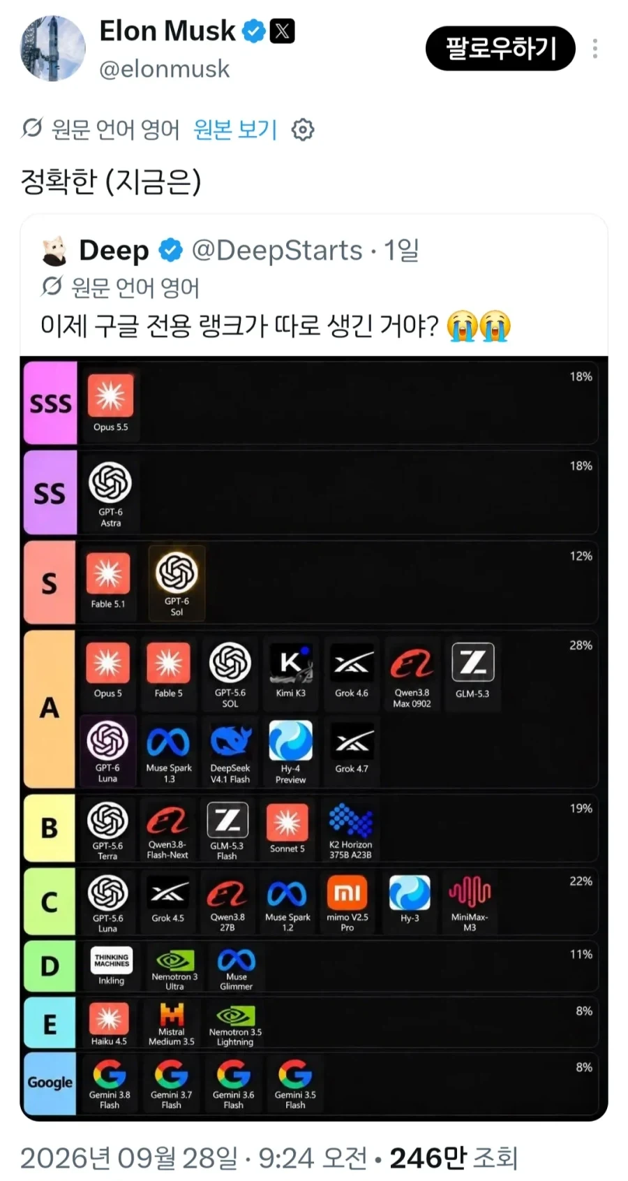 일론머스크도 인정한 ai 티어표......jpg