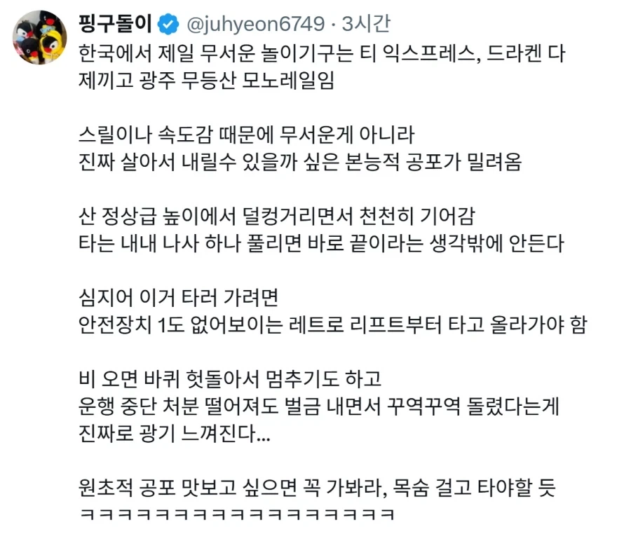 한국에서 가장 무섭다는 놀이기구