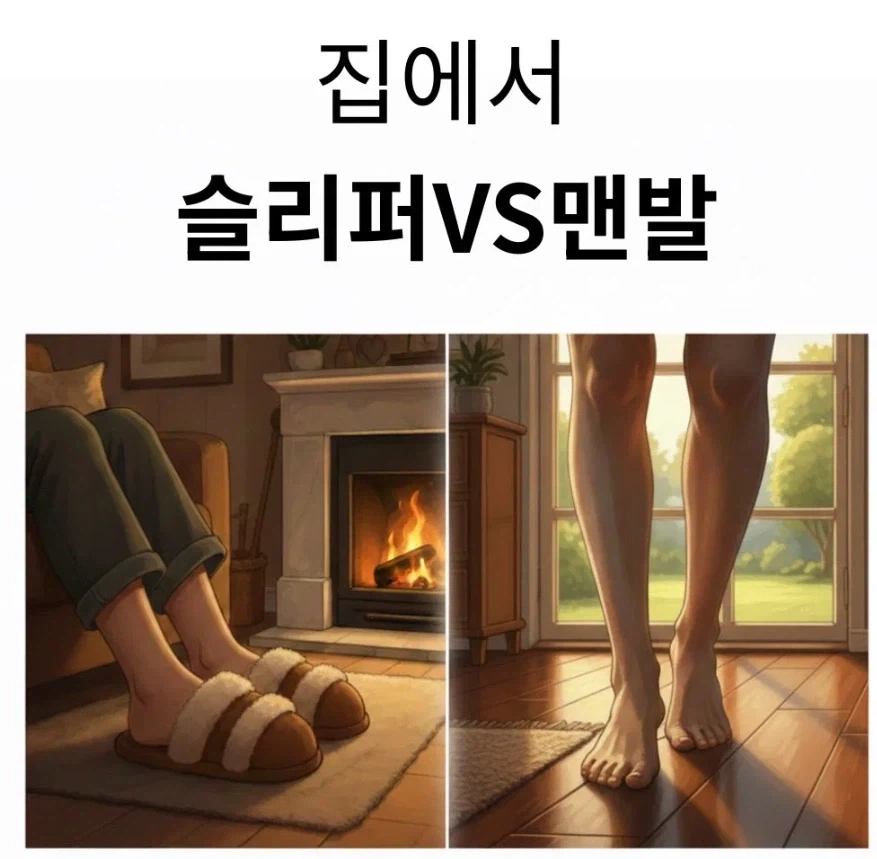 집에서 슬리퍼 vs 맨발