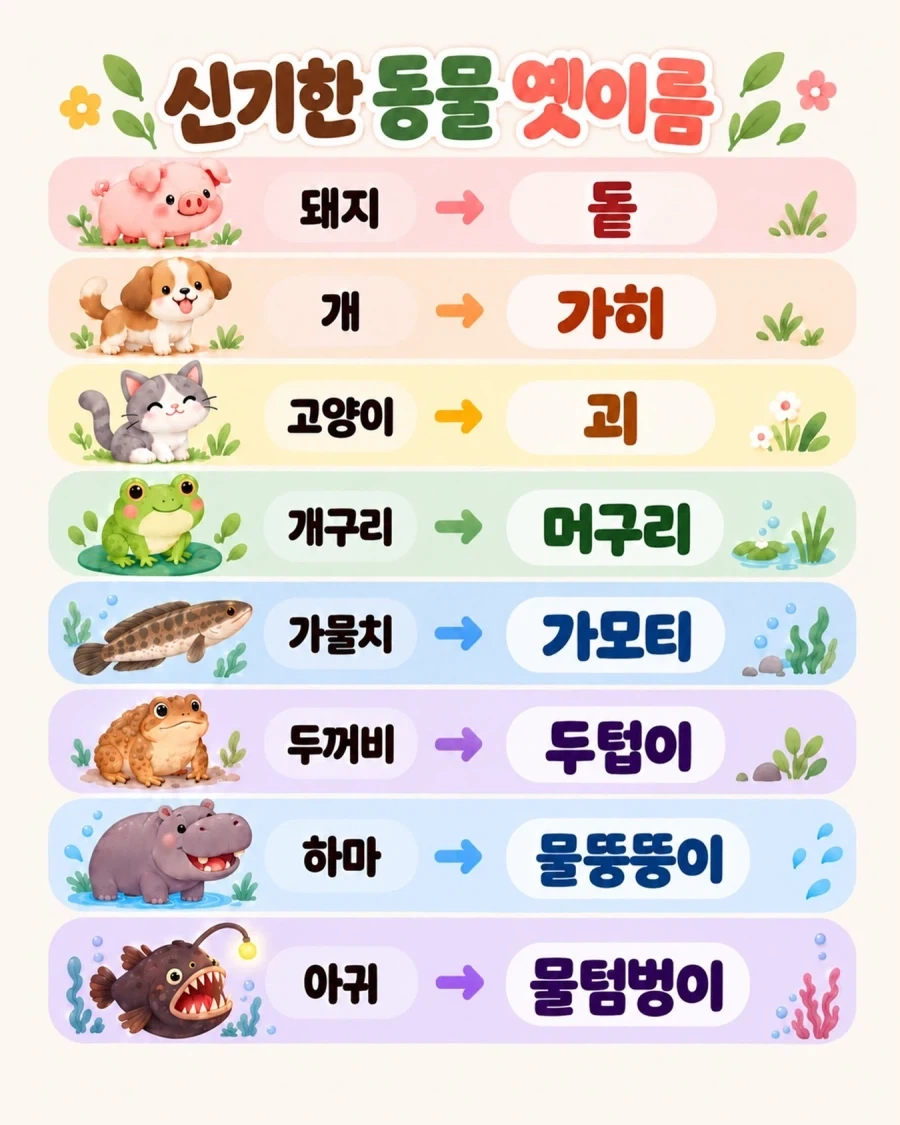 동물들 옛이름...