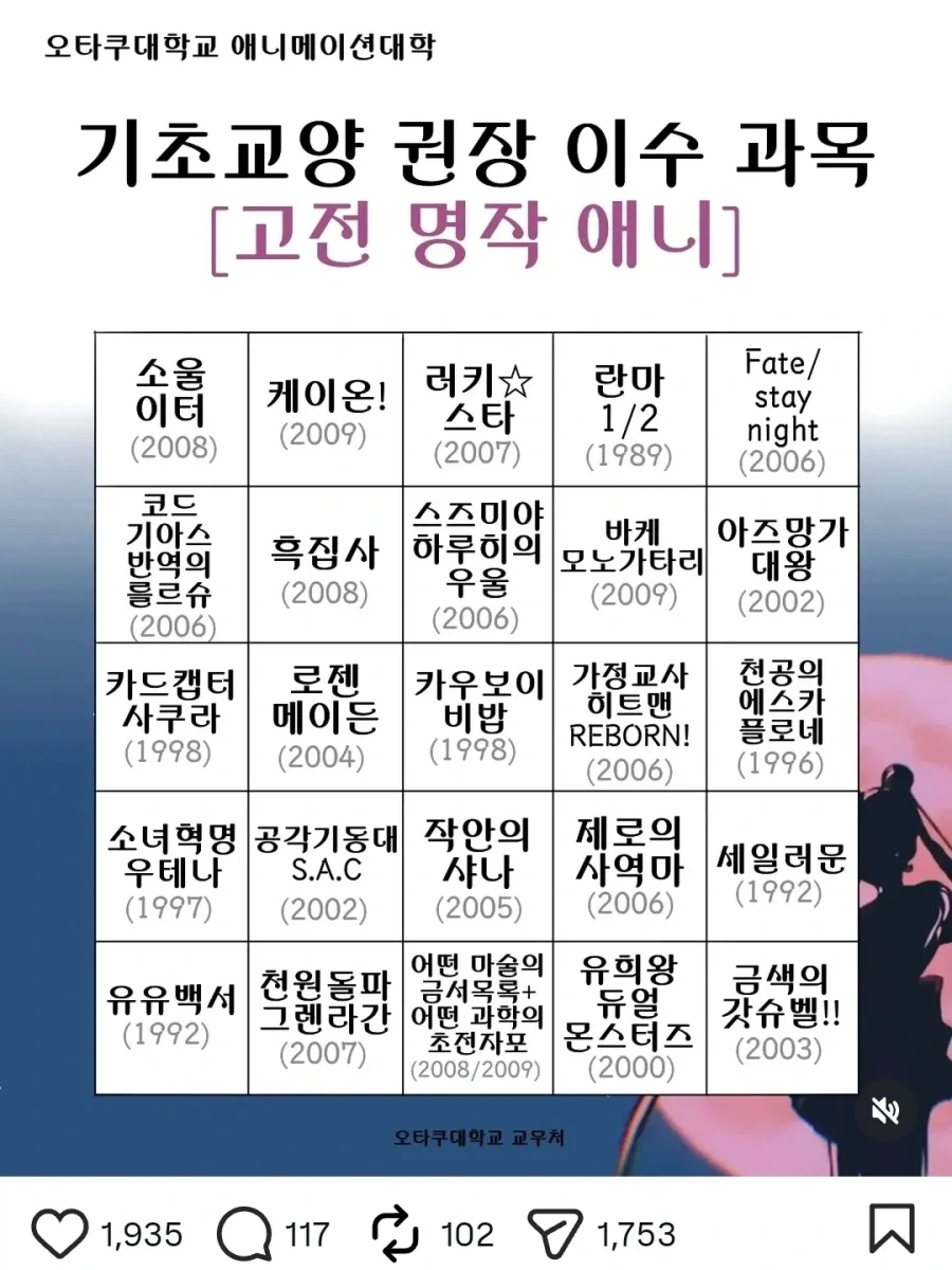 고전명작 애니 빙고