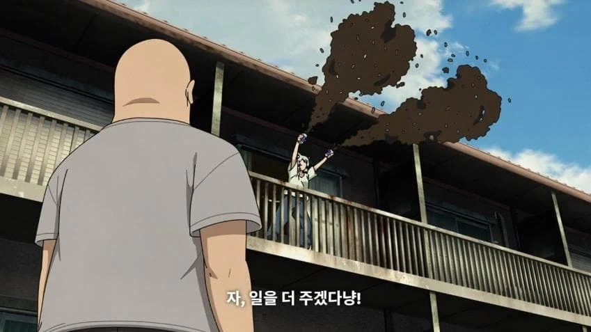 환경미화원 아저씨들 일감을 생각하는 담배고양이