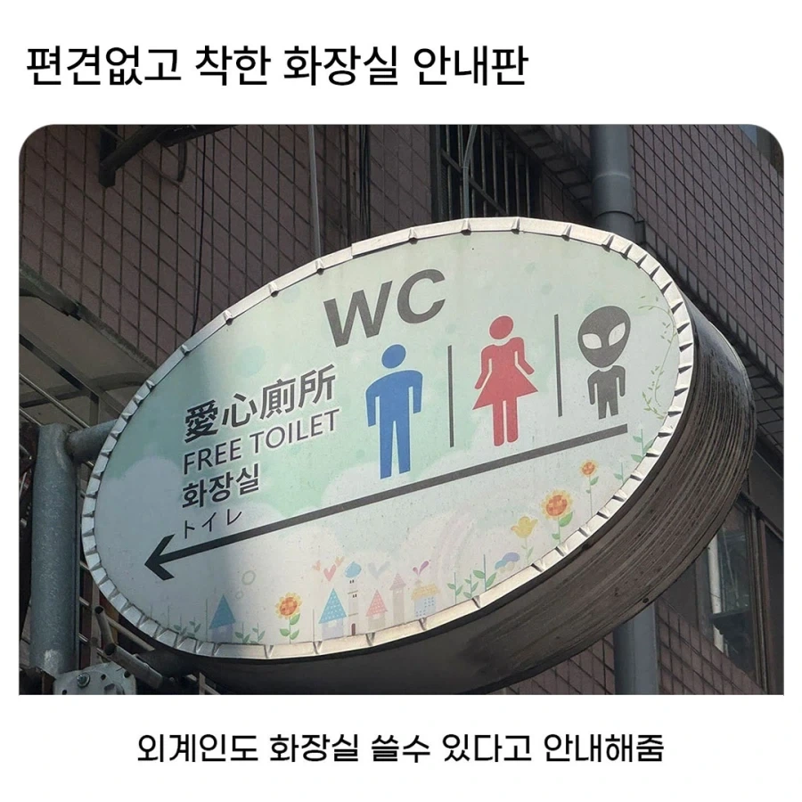 편견없는 화장실 안내판...