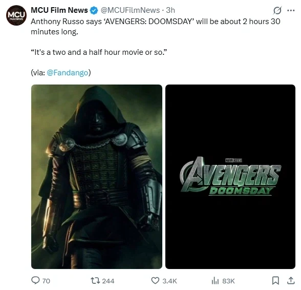 MCU) 루쏘 : 둠스데이 한 2시간30분 될듯