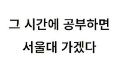 그 시간에 공부하면 서울대 가겠다