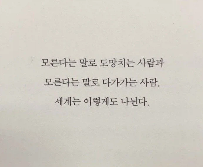 모른다는 말한마디로 세계는 이렇게도 나뉜다.