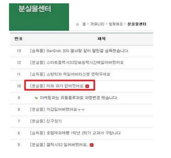 대학 분실물센터의 일상