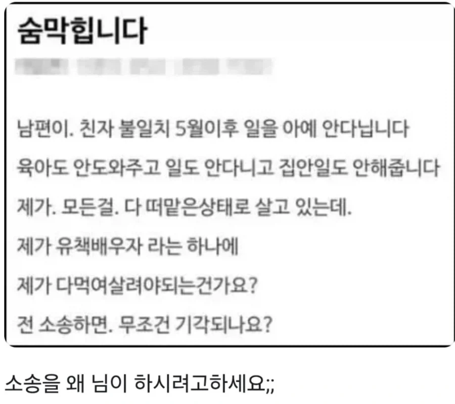 남편이 친자 불일치 이후 육아를 안해요!!