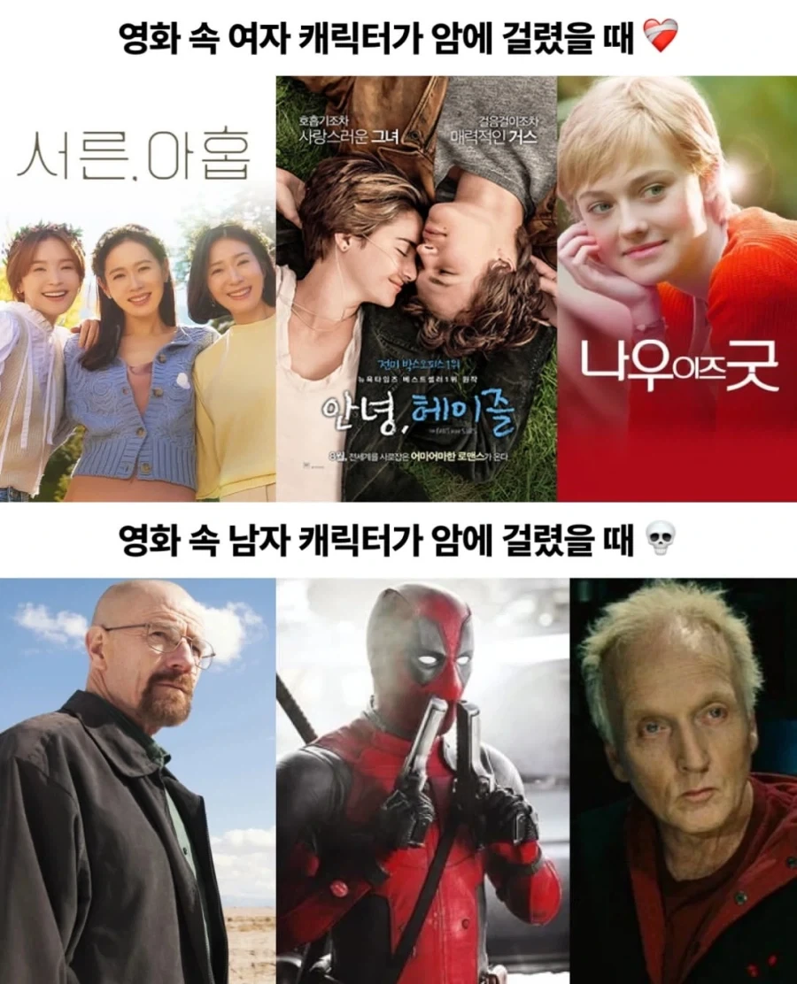 암에 걸렸을때 남녀차이