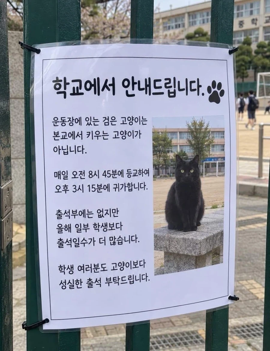 어느 학교에서 걸어놓은 떼걸룩 관련 안내문