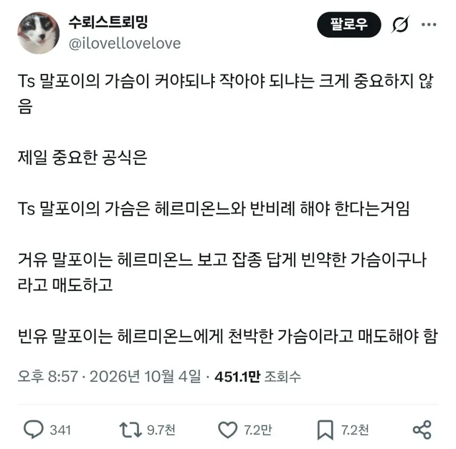 한국인의 'TS 말포이 가슴 반비례 공식'에 열광하는 외국인들
