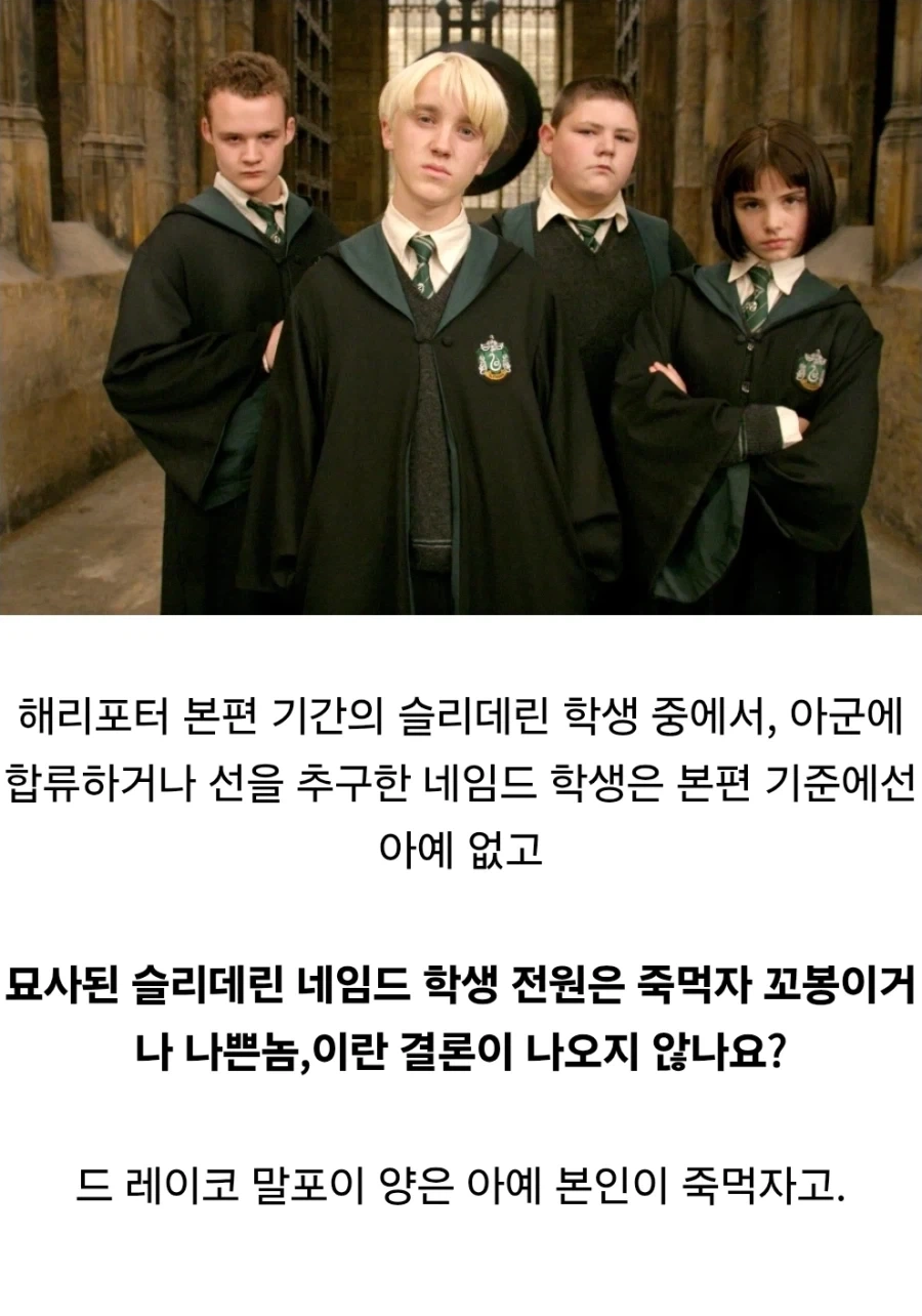 해리포터) 슬리데린에도 좋은 사람이 있다는 게 원작 주제라고는 하지만… - 이미지 2