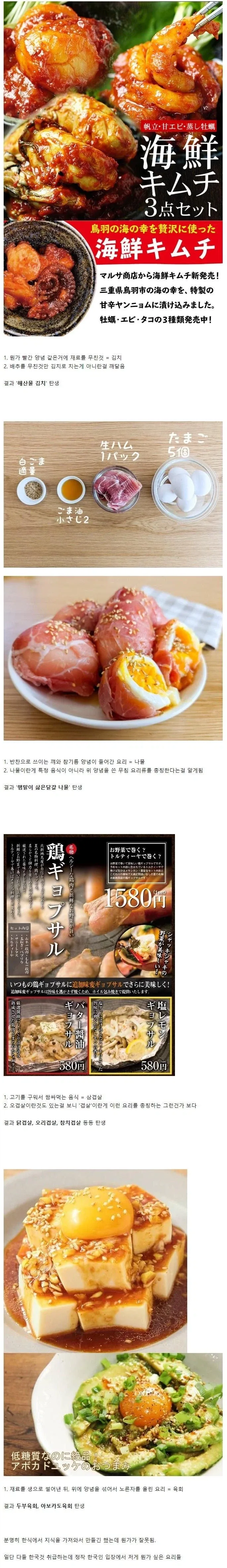 일본에서 정의한 김치, 나물, 겹살, 육회