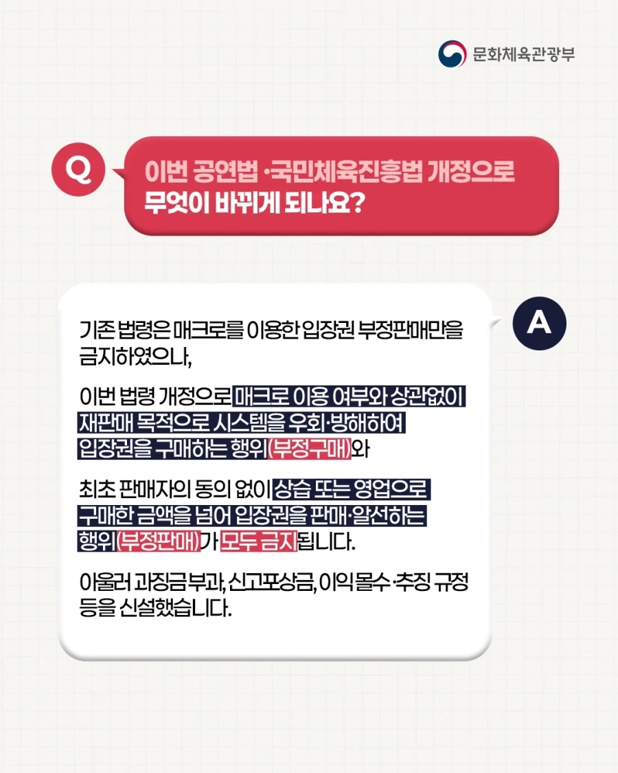 공연·운동경기 암표 신고하면 포상금 준다 함