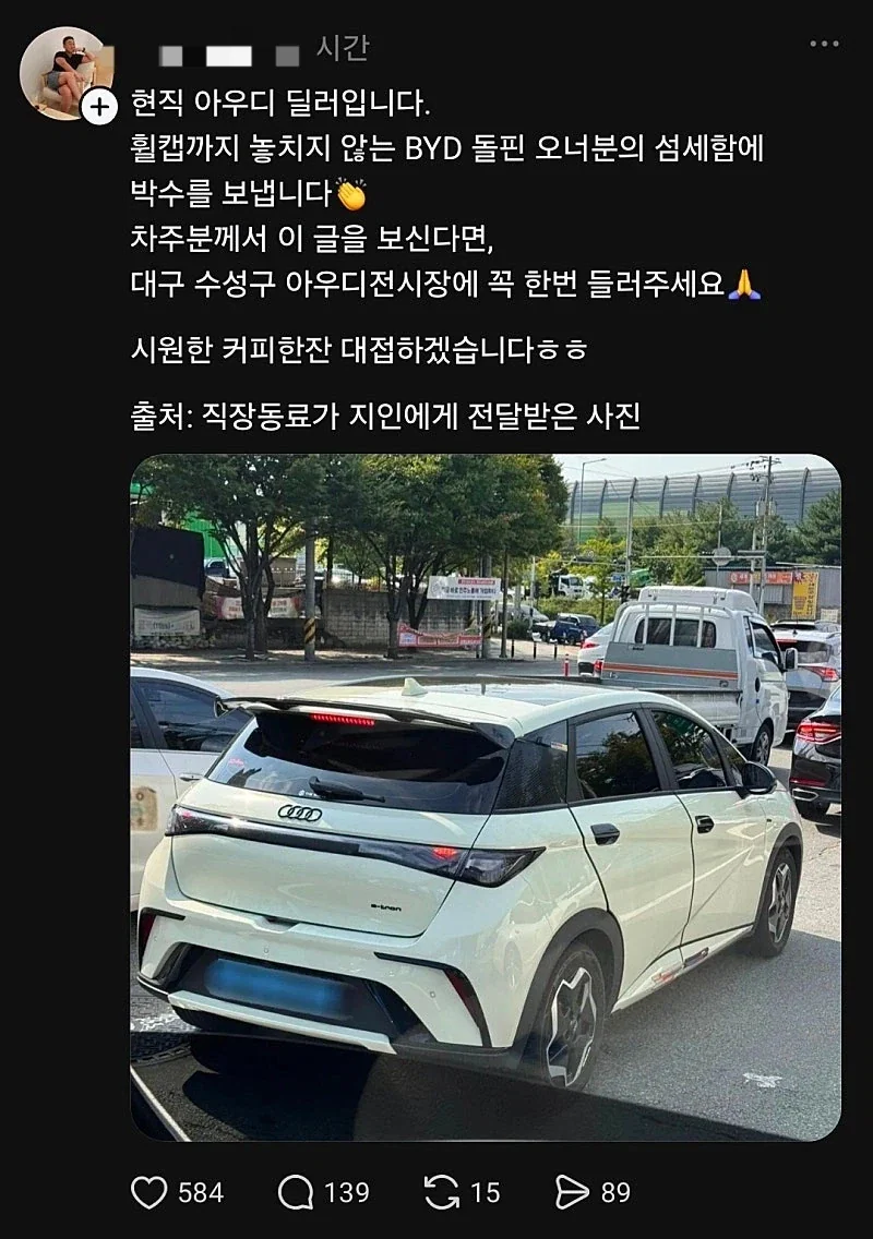 Byd 아우디 엠블렘 튜닝 차량을 본 현직 아우디 딜러 - 이미지 4