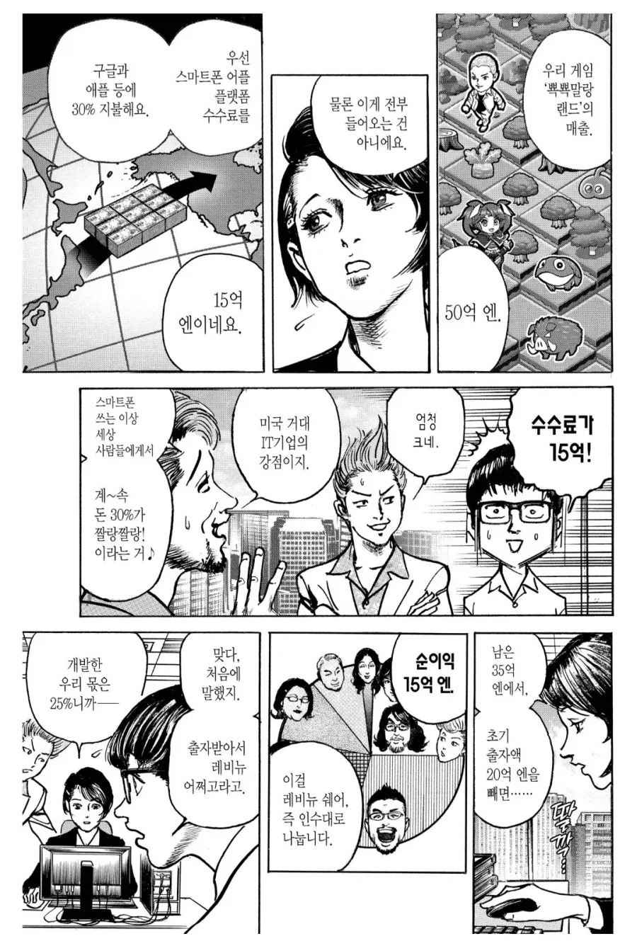 모바일게임 회사가 한달에 50억 엔을 벌면 얼마나 남나요