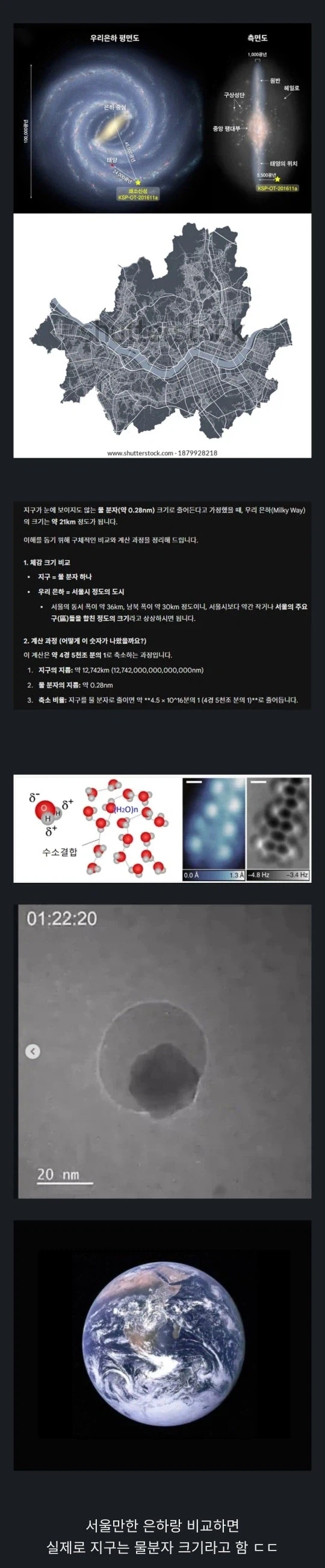 은하계를 서울만큼 줄이면 지구의 크기는?