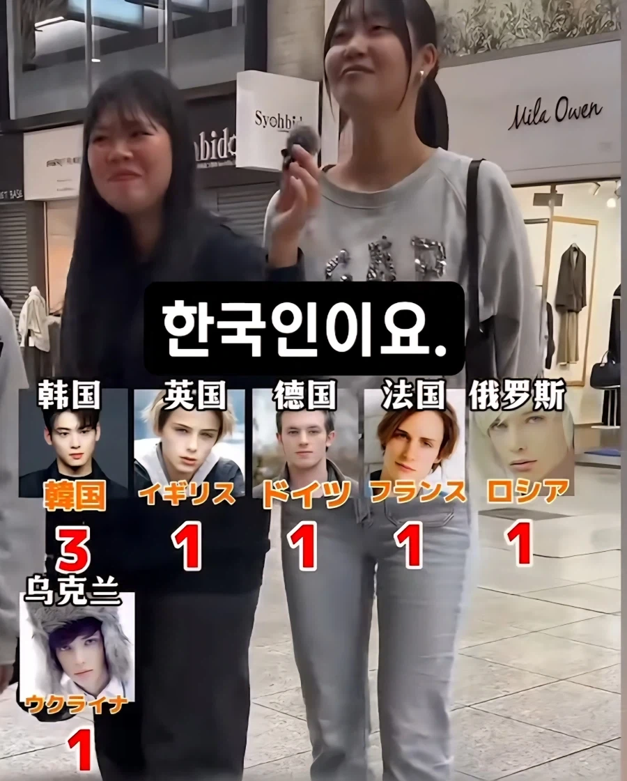 무작위 일본여성들에게 물어본 국제결혼 하고 싶은 남자 순위