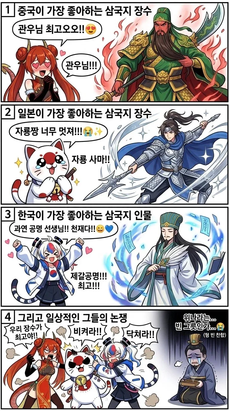 한중일)나라별 가장 좋아하는 삼국지 장수.jpg