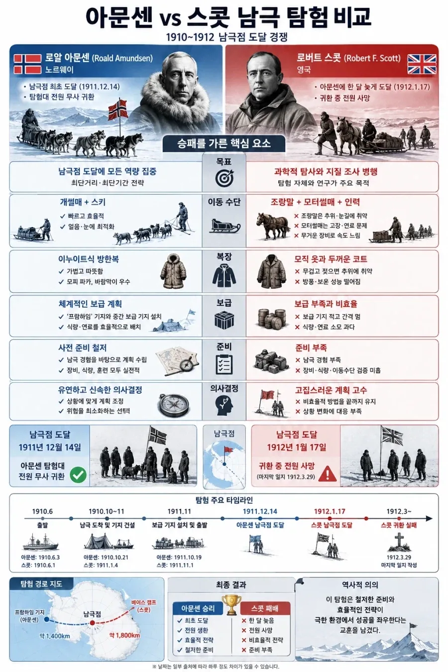 두 국가의 자존심을 건 단두대 매치인 남극점 레이스 요약