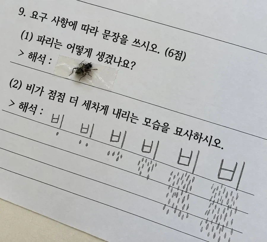 “어느 초등학생의 답안지” 글의 이미지가 Ai인 이유
