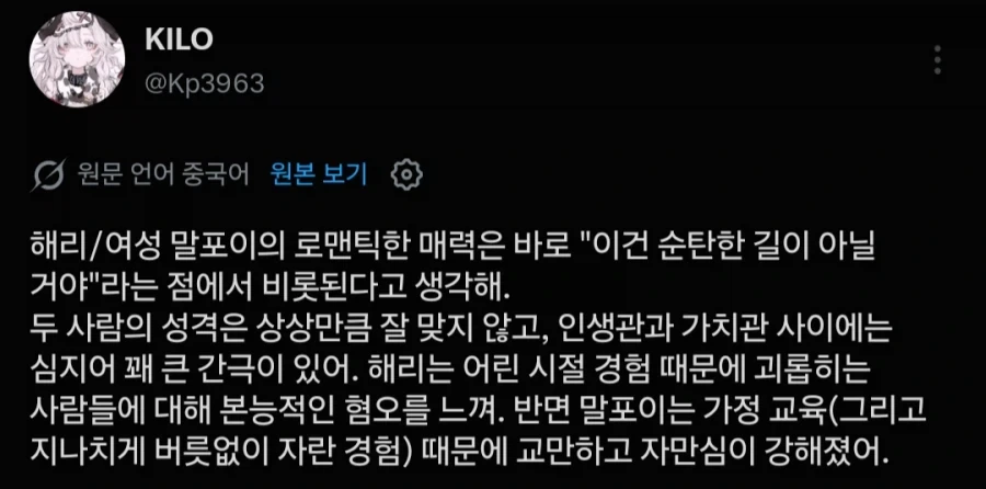 해리포터) 중국인 : "그 둘의 매력은 서로 순탄하지 않다는거야"