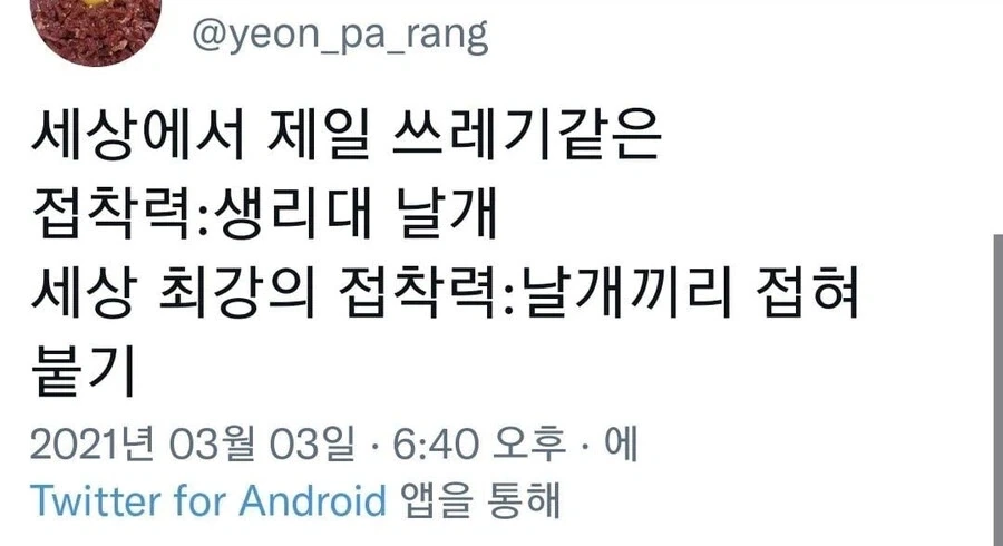 세상에서 제일 쓰레기 같음과 동시에 최강의 접착력.jpg