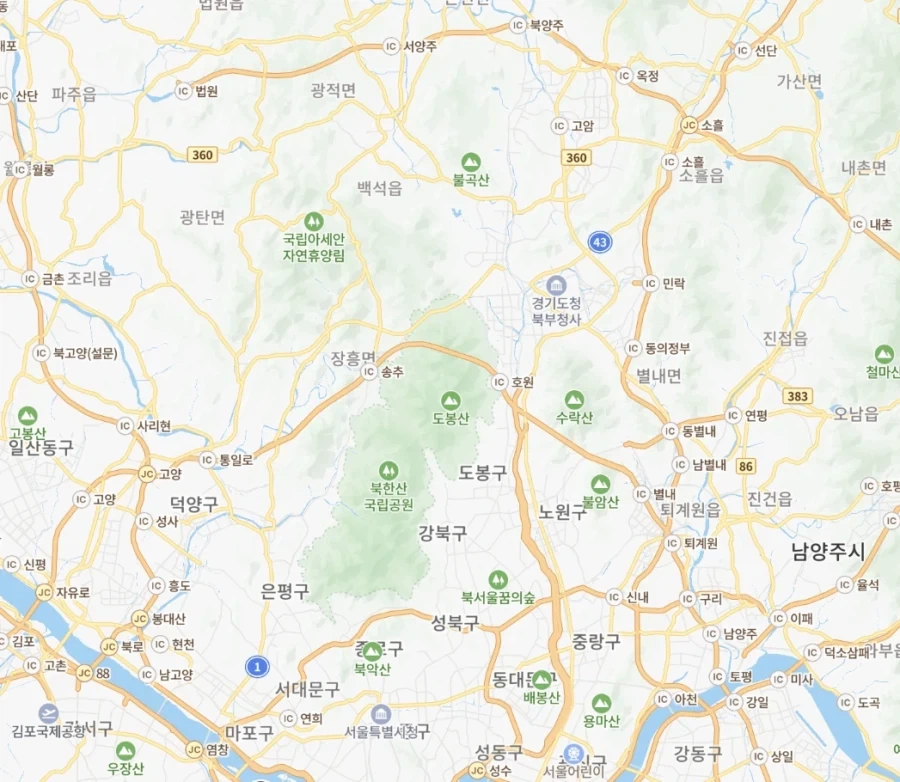 경기북부(평누도)가 서로 합치기 힘든 이유