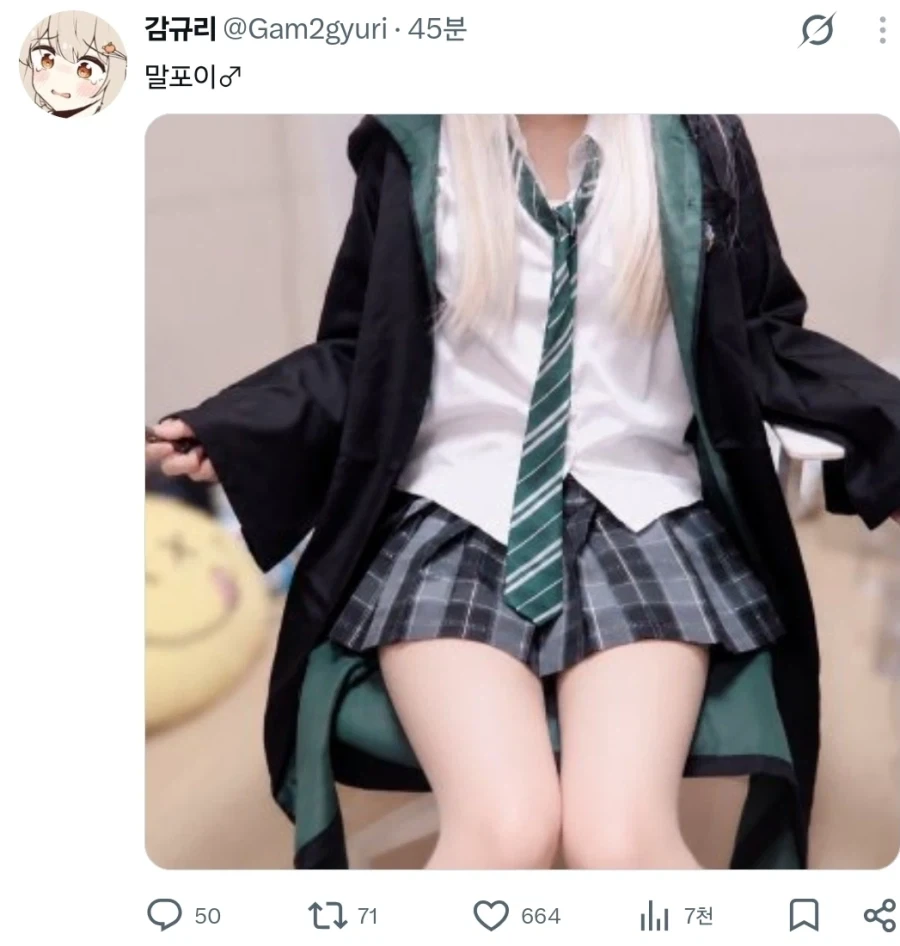 TS말포이 코스프레를 시도한 남성