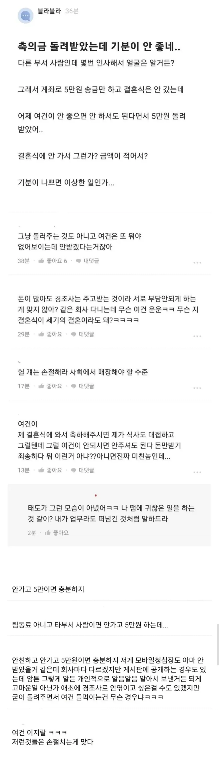 축의금 돌려받았는데 기분이 안 좋네..jpg