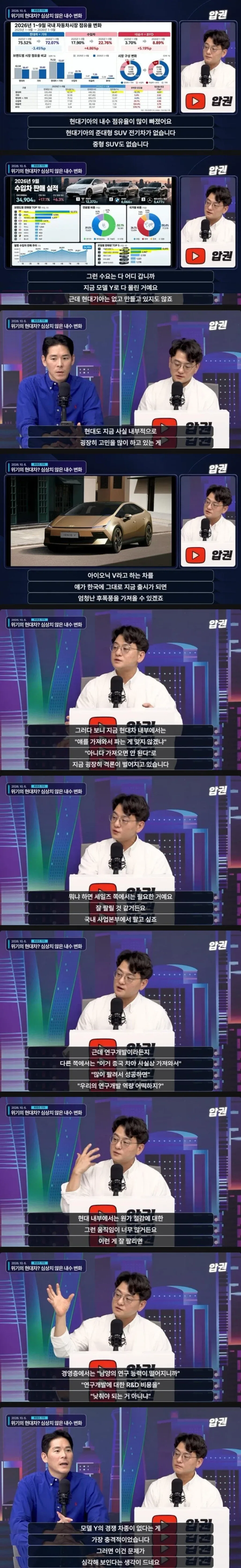 내수 점유율이 빠져 고민중인 현대차