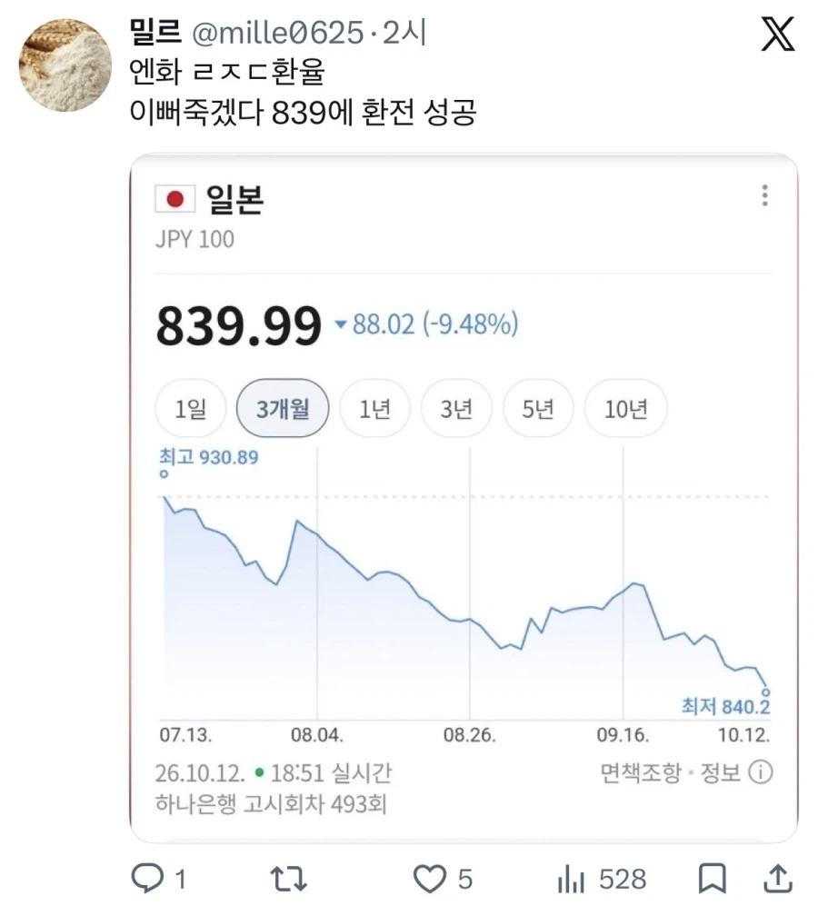 ‘잠시 엔화가 꺼졌다‘