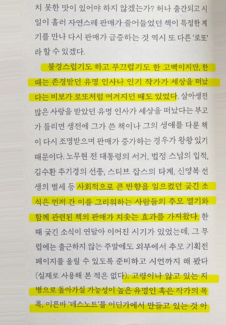 유명인이 죽으면 판매량이 올라가는 업계