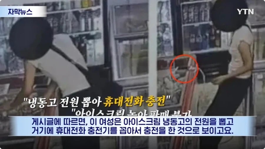 아이스크림 냉동고 전원 뽑고 거기에 폰 충전한 여성.jpg - 이미지 8