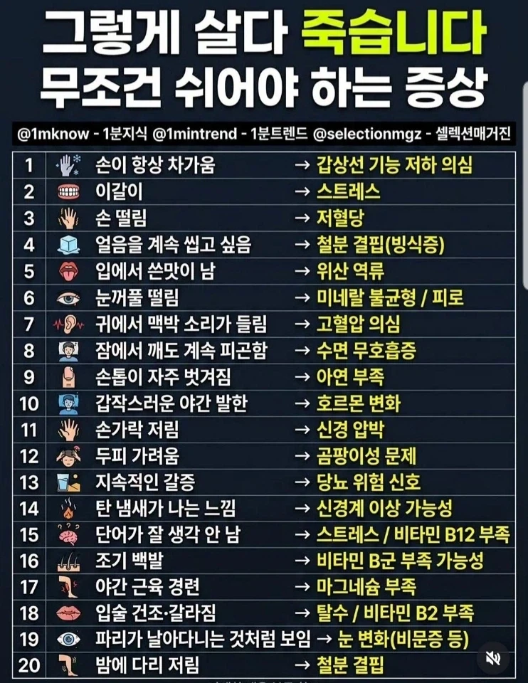 무조건 쉬어야 하는 증상.jpg