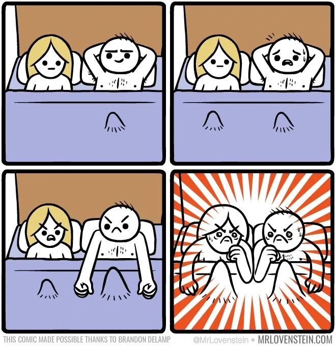 남녀가 침대위에서......
