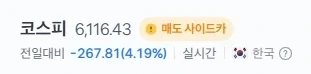 주식)코스피 55일만에 사이드카 발동!!!