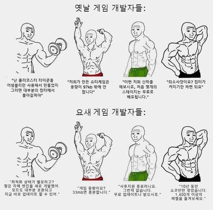 옛날 게임 개발자들 vs 요새 게임 개발자들